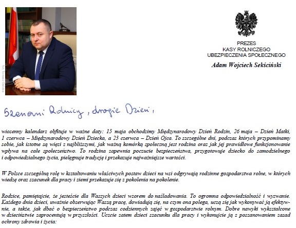 list prezesa KRUS czerwiec 2018